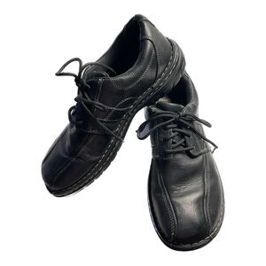 DENVER HAYES Black Leather Quad Comfort Lace Up Oxford Shoe Academia Loafer